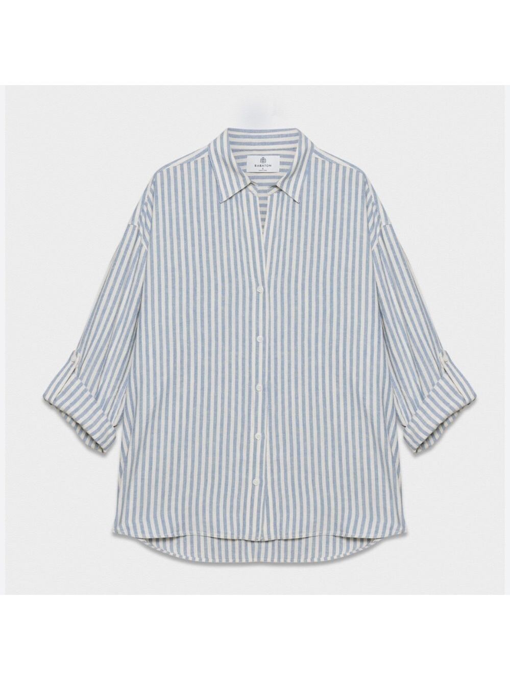 Babaton Oversized Blue and White Striped Button Down Shirt Small - Picture 2 of 10